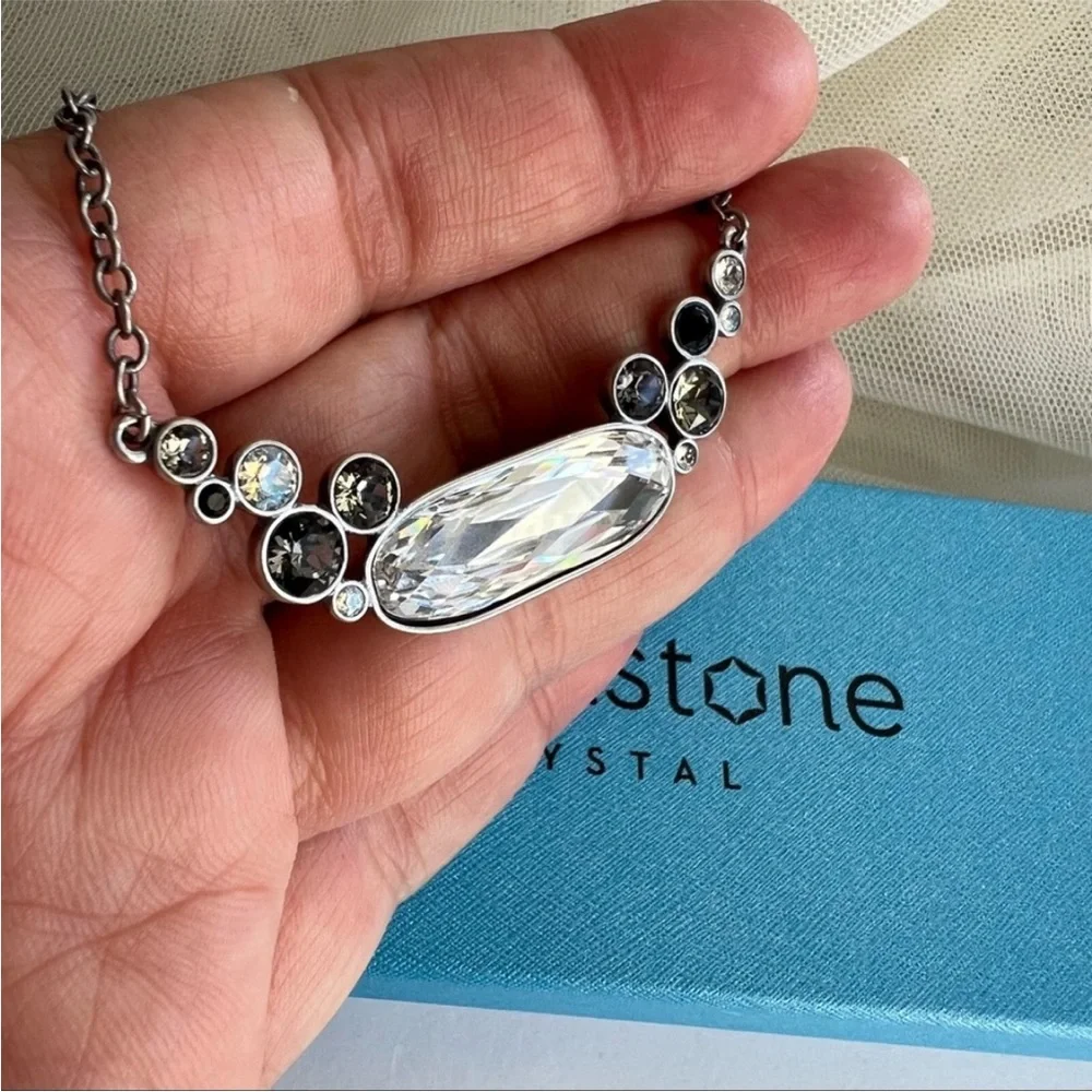 Swarovski Touchstone Crystal Black Cluster Necklace NWT